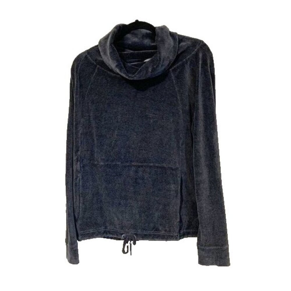 Athleta Women’s Gray Velour Sweater Small Cowl Neck Adjustable Waist